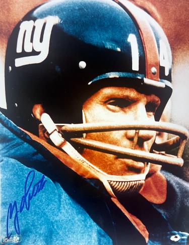 YA (Y.A.) Tittle Autographed New York Giants Color 8x10 Photo imperfect- COA/CSA Show Ticket - CTBL_043240-Powers Sports Memorabilia