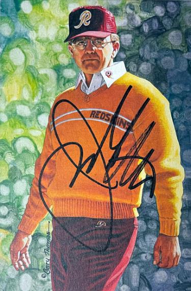 Joe Gibbs Autographed 4x6 1996 Goal Line Art / Pro Football Hall Of Fame Card- /5000- COA (Washington/COACH/HOF)-Powers Sports Memorabilia