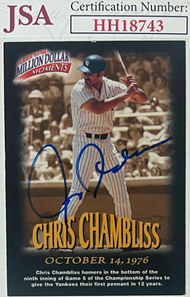 Chris Chambliss Autographed 1997-98 Fleer Million Dollar Moments On Card Auto #37- JSA #HH18743 (New York Yankees)-Powers Sports Memorabilia