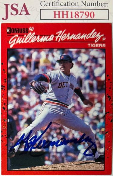 Guillermo Hernandez Autographed 1990 Donruss On Card Auto #610- JSA #HH18790 (Detroit Tigers)-Powers Sports Memorabilia