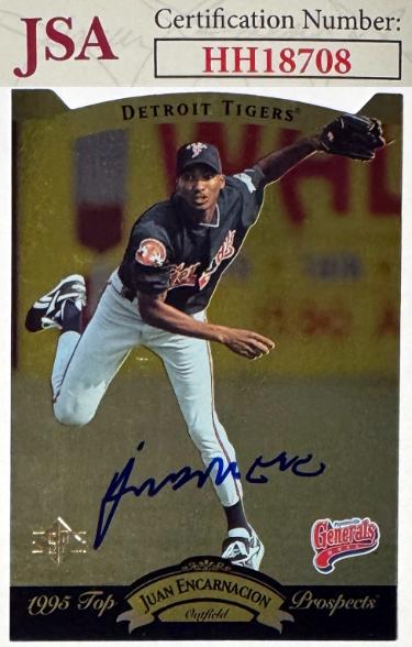 Juan Encarnacion Autographed 1995 SP Top Prospects Rookie On Card Auto (RC) #53- JSA #HH18708 (Detroit Tigers)-Powers Sports Memorabilia