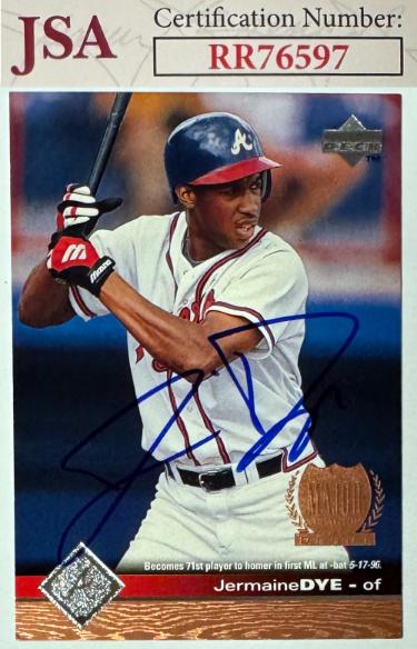 Jermaine Dye Autographed 1997 Upper Deck On Card Auto #12- JSA #RR76597 (Atlanta Braves)-Powers Sports Memorabilia