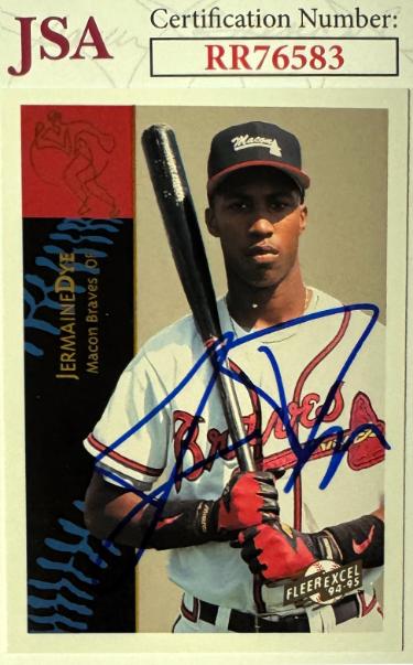 Jermaine Dye Autographed 1994-95 Fleer Excel Rookie On Card Auto (RC) #149- JSA #RR76583 (Atlanta Braves)-Powers Sports Memorabilia
