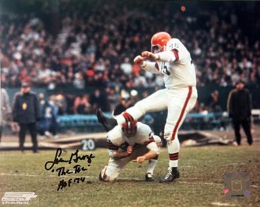 Lou Groza Autographed Cleveland Browns NFL Licensed 8x10 Photo dual "The Toe" & HOF 74- COA/Show Ticket-Powers Sports Memorabilia