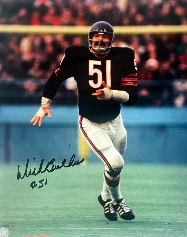 Dick Butkus Autographed Chicago Bears NFL Licensed 8x10 Photo #51 imperfect- Tuff Stuff LOA/Show Ticket (HOF)-Powers Sports Memorabilia
