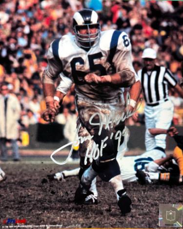 Tom Mack Autographed Los Angeles Rams NFL Licensed 8x10 Photo HOF 99 imperfect- COA/Show Ticket-Powers Sports Memorabilia