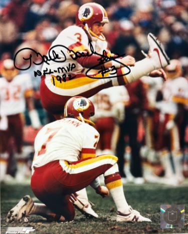 Mark Moseley Autographed Washington NFL Licensed 8x10 Photo #3 NFL MVP 1982 imperfect- COA/Show Ticket-Powers Sports Memorabilia