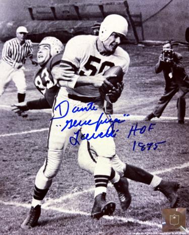 Dante Lavelli Autographed Cleveland Browns NFL Licensed B&W 8x10 Photo Gluefingers/HOF 1975 imperfect- COA-Powers Sports Memorabilia