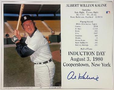 Al Kaline Autographed Detroit Tigers MLB Licensed Hall of Fame Induction Day 8x10 Photo/Card- Tuff Stuff COA-Powers Sports Memorabilia