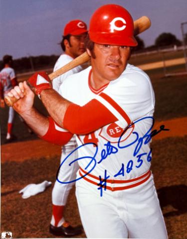 Pete Rose Autographed Cincinnati Reds 8x10 Photo #4256- Tuff Stuff LOA (Big Red Machine)-Powers Sports Memorabilia