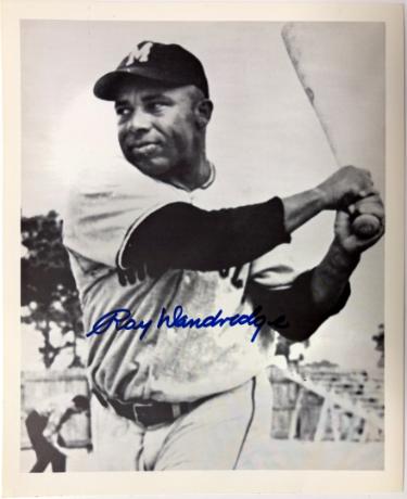 Ray Dandridge Autographed Minneapolis Millers Negro League B&W 8x10 Photo- COA (HOF)-Powers Sports Memorabilia