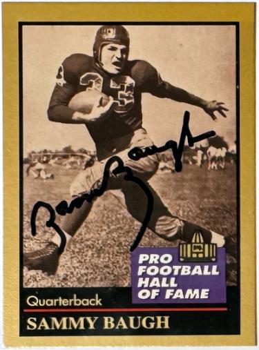 Sam/Sammy Baugh Autographed 1991 Enor NFL Hall of Fame On Card Auto #7- COA (Washington/HOF)-Powers Sports Memorabilia