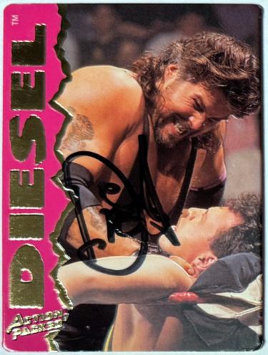 Diesel Autographed (Kevin Nash) 1995 Action Packed WWF Gold Foil Rookie On Card Auto (RC) #21- COA-Powers Sports Memorabilia