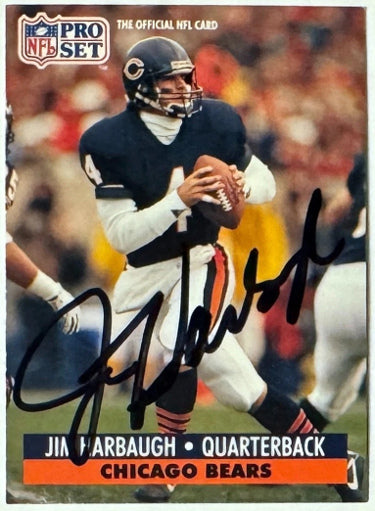 Jim Harbaugh Autographed 1991 Pro Set On Card Auto #104 - COA (Chicago Bears)-Powers Sports Memorabilia