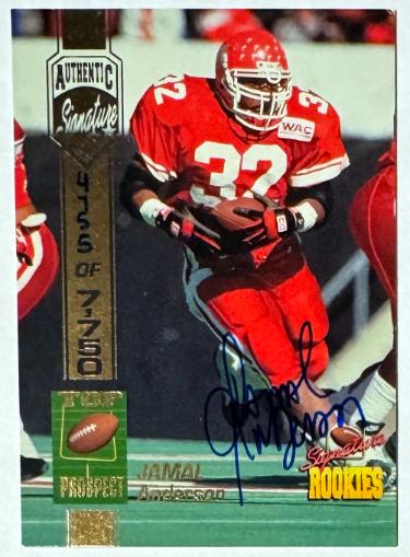 Jamal Anderson Autographed 1994 Signature Rookies Top Prospect On Card Auto- /7750 (UTAH/FALCONS)-Powers Sports Memorabilia