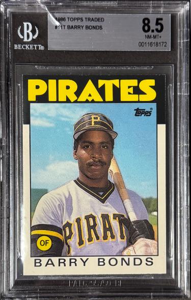 Barry Bonds 1986 Topps Traded Rookie Card #11T- Beckett/BGS Graded 8.5 NM-MT+ (Pittsburgh Pirates) - CTBL_043428-Powers Sports Memorabilia