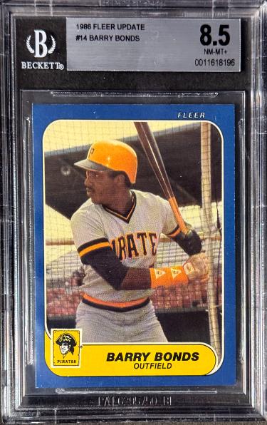 Barry Bonds 1986 Fleer Update Rookie Card (RC) #14-Beckett/BGS Graded 8.5 NM-MT+ (Pittsburgh Pirates)-Powers Sports Memorabilia