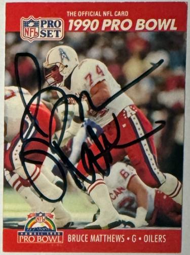 Bruce Matthews Autographed 1990 Pro Set Pro Bowl On Card Auto #352- COA (Oilers/Titans)-Powers Sports Memorabilia