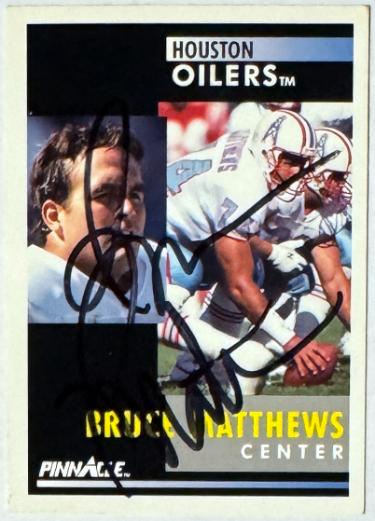 Bruce Matthews Autographed 1991 Pinnacle On Card Auto #74-COA (HOF/Oilers/Titans)-Powers Sports Memorabilia