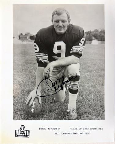 Sonny Jurgensen Autographed Class of 1983 Enshrinee Pro Football Hall of Fame Licensed 8x10 Photo imperfect- COA-Powers Sports Memorabilia