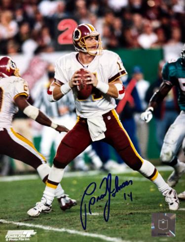 Brad Johnson Autographed Washington NFL Licensed 8x10 Photo minor dings- COA/Show Ticket-Powers Sports Memorabilia