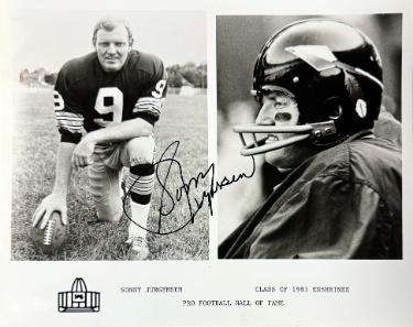 Sonny Jurgensen Autographed Class of 1983 Enshrinee Pro Football Hall of Fame Licensed 8x10 Photo imperfect- COA - CTBL_043456-Powers Sports Memorabilia