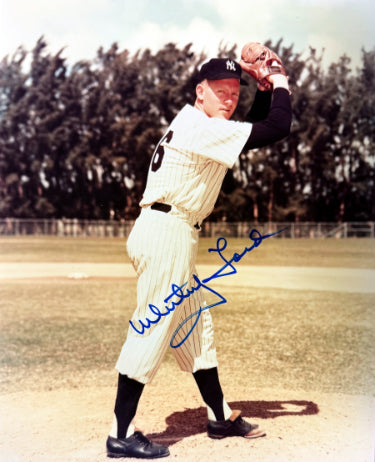 Whitey Ford Autographed New York Yankees 8x10 Photo minor dings- COA (HOF/6X WS Champ)-Powers Sports Memorabilia
