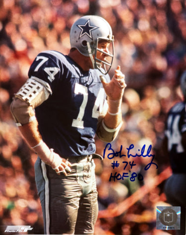 Bob Lilly Autographed Dallas Cowboys NFL Licensed 8x10 Photo #74 HOF 80 imperfect- COA/Show Ticket-Powers Sports Memorabilia