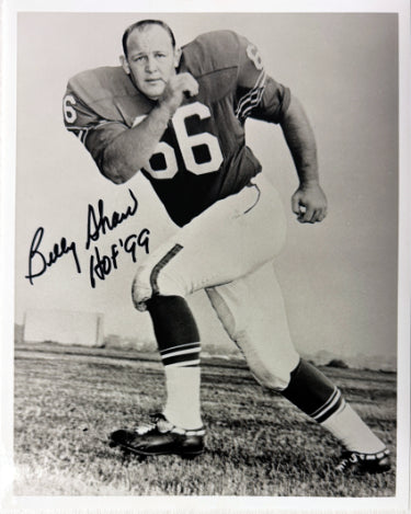 Billy Shaw Autographed Buffalo Bills Vintage B&W 8x10 Photo HOF 99 minor dings- COA-Powers Sports Memorabilia