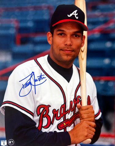 Dave/David Justice Autographed Atlanta Braves MLB Licensed 8x10 Photo minor dings- Tuff Stuff LOA-Powers Sports Memorabilia