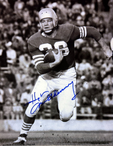 Hugh McElhenny Autographed San Francisco 49ers Vintage B&W NFL Licensed 8x10 Photo- COA (HOF)-Powers Sports Memorabilia
