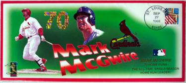 Mark McGwire 1998 70 Home Runs Commemorative Stamped Envelope Dated 9/27/98 imperfect-Powers Sports Memorabilia