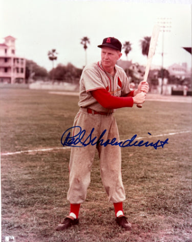 Red Schoendienst Autographed St. Louis Cardinals MLB Licensed 8x10 Photo minor dings- COA (HOF)-Powers Sports Memorabilia