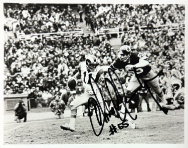 Chris Hanburger Autographed Washington B&W 8x10 Photo #55- COA (HOF/9X Pro Bowl)-Powers Sports Memorabilia