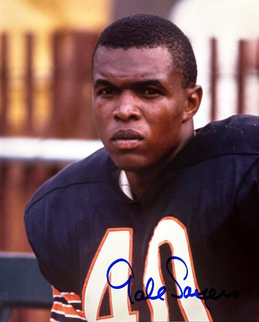 Gale Sayers Autographed Chicago Bears 8x10 Photo minor dings- NFL Alumni LOA (HOF/ROY)-Powers Sports Memorabilia