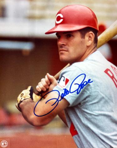 Pete Rose Autographed Cincinnati Reds MLB Licensed 8x10 Photo minor dings- COA/Show Ticket (HIT KING/4256)-Powers Sports Memorabilia