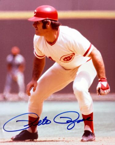 Pete Rose Autographed Cincinnati Reds MLB Licensed 8x10 Photo minor dings- COA (HIT KING/4256)-Powers Sports Memorabilia