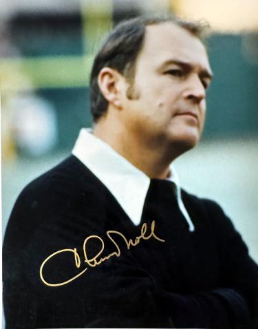 Chuck Noll Autographed Pittsburgh Steelers 8x10 Photo minor dings- Tuff Stuff, Show Promoter LOA (HOF)-Powers Sports Memorabilia