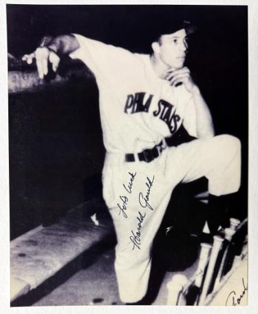 Harold Gould Autographed Philadelphia Stars Negro League 8x10 Photo Lots Luck minor dings- Collector's Showcase COA/Show Ticket/Photo-Powers Sports Memorabilia