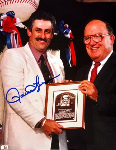 Rollie Fingers Autographed Hall of Fame Induction MLB Licensed 8x10 Photo minor dings- Stacks of Plaques COA (HOF)-Powers Sports Memorabilia