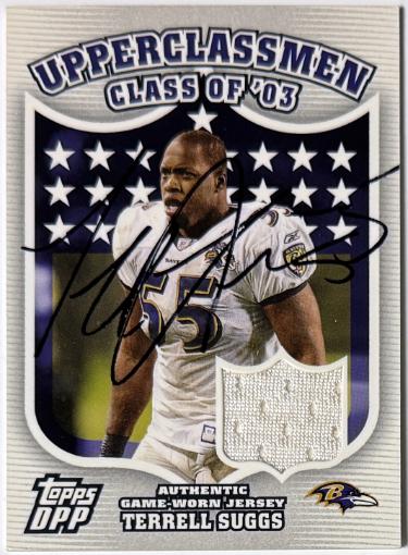 Terrell Suggs Autographed 2006 Topps DPP Upperclassmen Relics On Card Auto #UC-TS- COA (Baltimore Ravens)-Powers Sports Memorabilia