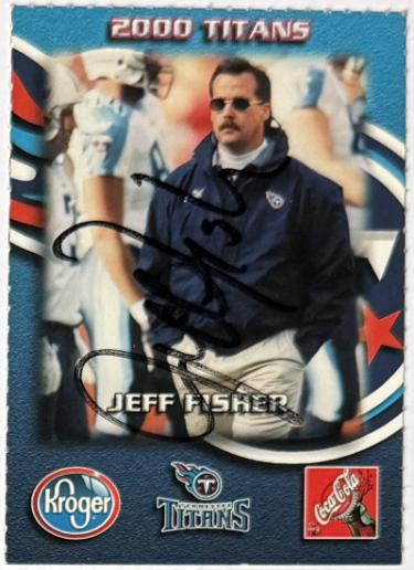 Jeff Fisher Autographed Tennessee Titans 2000 Coca-Cola Kroger On Card Auto- COA-Powers Sports Memorabilia