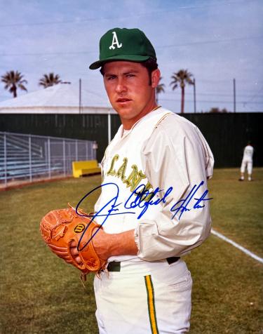 Jim "Catfish" Hunter Autographed Oakland A's 8x10 Photo imperfect- COA (HOF/5X WSC)-Powers Sports Memorabilia