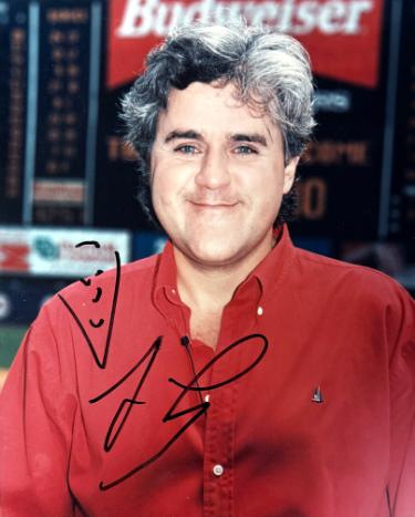 Jay Leno Autographed 8x10 Photo w/ Face Drawing minor smudge- COA (Comedian/Television)-Powers Sports Memorabilia