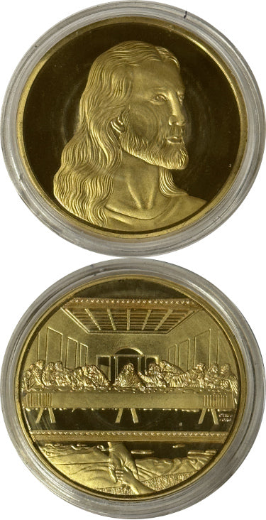 Jesus Christ & The Last Supper Commemorative Gold Plated Coin Religious Keepsake-Powers Sports Memorabilia