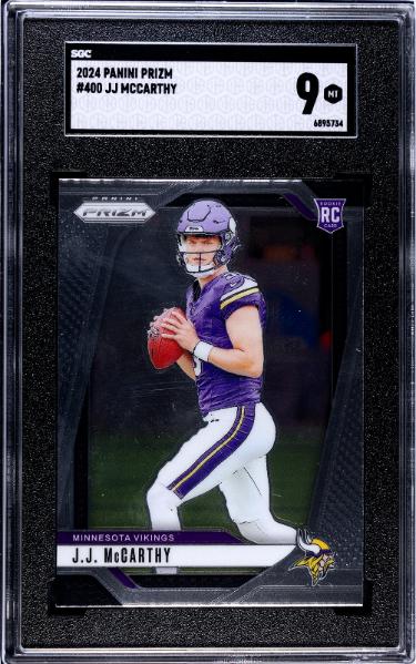 JJ (J.J) McCarthy 2024 Panini Prizm Rookie Card (RC) #400- SGC Graded 9 Mint (Minnesota Vikings)-Powers Sports Memorabilia
