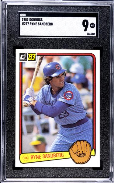 Ryne Sandberg 1983 Donruss Rookie Card (RC) #277- SGC Graded 9 MT (Chicago Cubs/HOF)-Powers Sports Memorabilia
