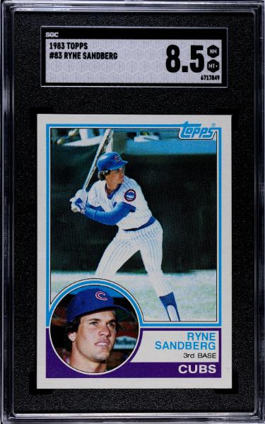 Ryne Sandberg 1983 Topps Rookie Card (RC) #83- SGC Graded 8.5 NM-MT+ (Chicago Cubs/HOF)-Powers Sports Memorabilia