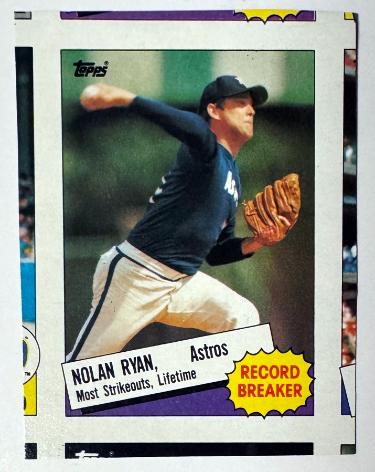Nolan Ryan 1985 Topps Record Breaker Uncut Partial Panel #7 (Houston Astros)-Powers Sports Memorabilia