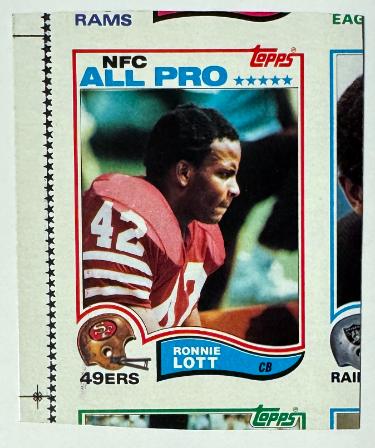 Ronnie Lott 1982 Topps NFL Uncut Partial Panel Card #486 (San Francisco 49ers/HOF) - CTBL_043716-Powers Sports Memorabilia